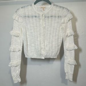 Rebecca Taylor Size XS Knitted Long Sleeve White Button Down Shirt